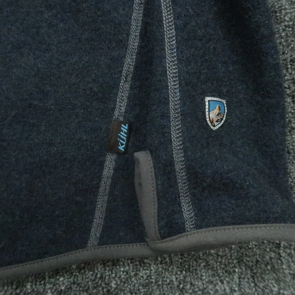 Kuhl‎ Pullover Mens Small Blue 1/4 Zip Chianti Fleece Wool Blend Hiking Jumper